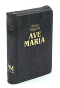 Bíblia Sagrada com Zíper Tamanho Médio Marrom Ave Maria