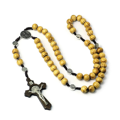 Terço Rosário de Madeira com Cruz e Nossa Senhora | Unissex | Joias Religiosas