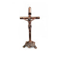 Crucifixo de Mesa em Metal | Dourado ou Prateado | Decoração Católica