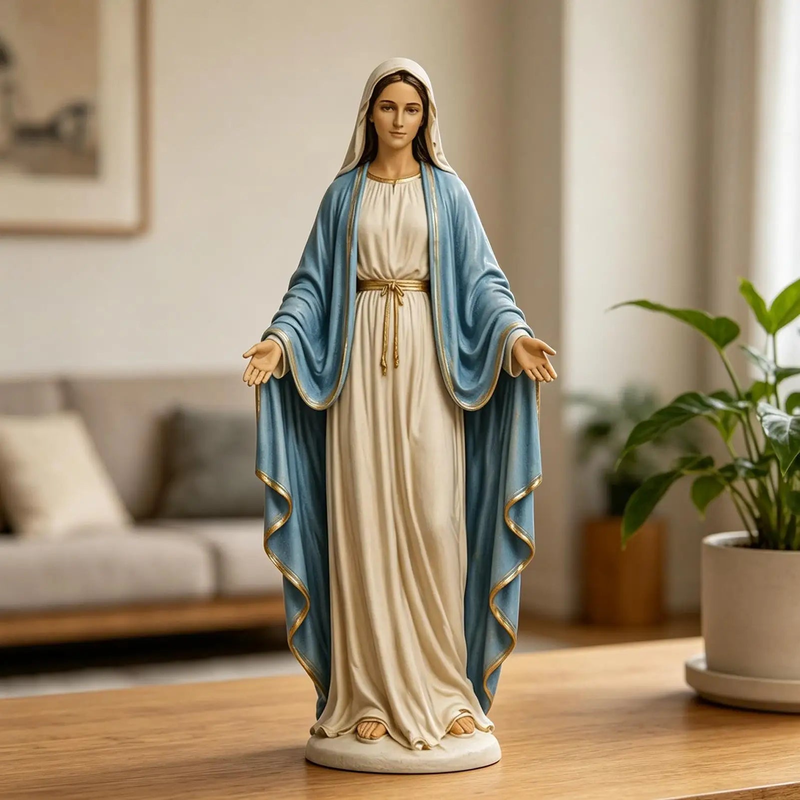 Estátua de Nossa Senhora em Resina | 16cm | Decoração Religiosa Cristã